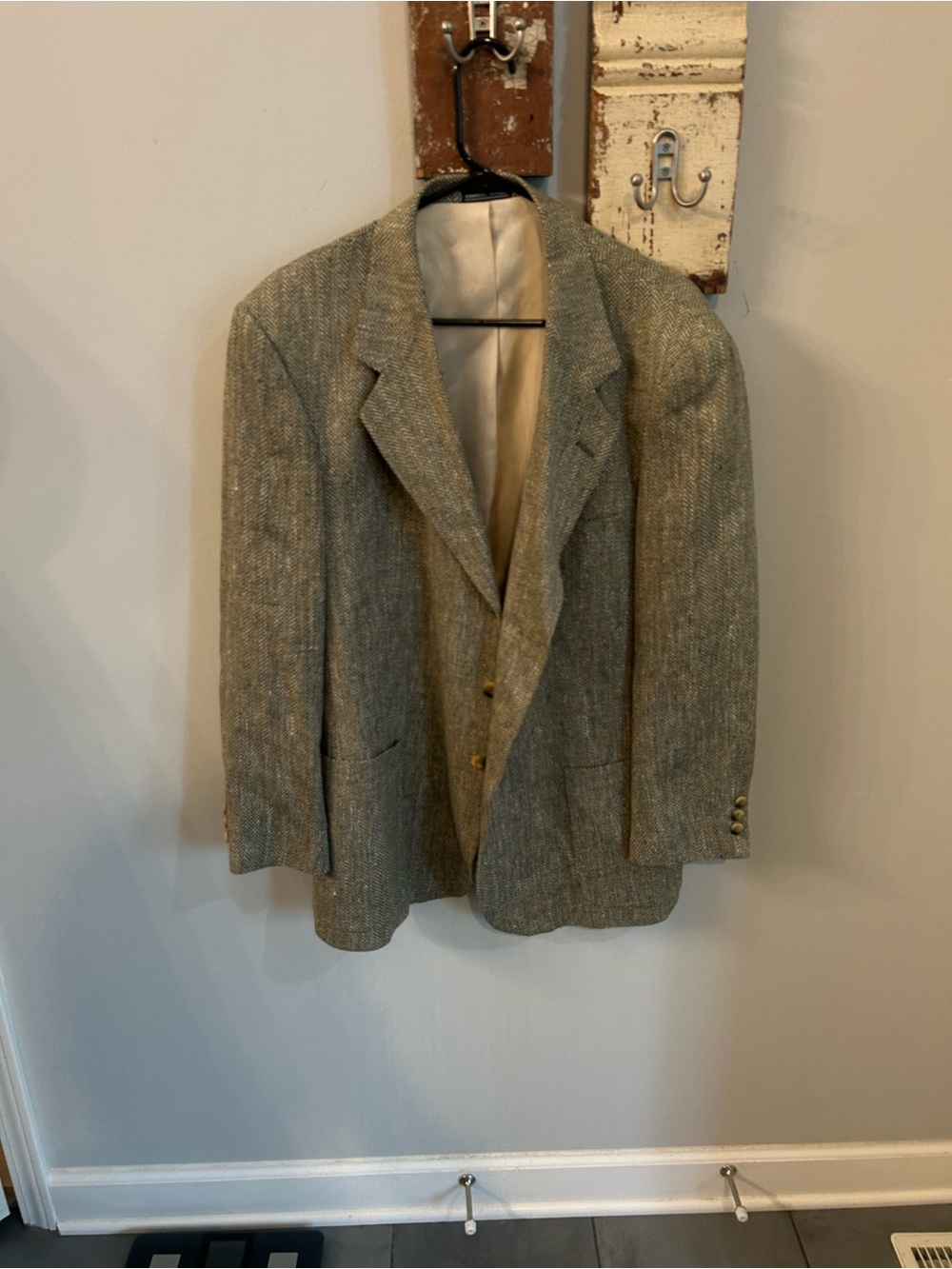 Huntington Men’s Silk Blazer | Vintage — Grey Herringbone